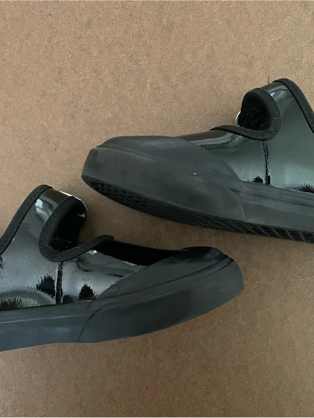 Vans Kids Black Patent Mary Jane Hook-Strap Shoes